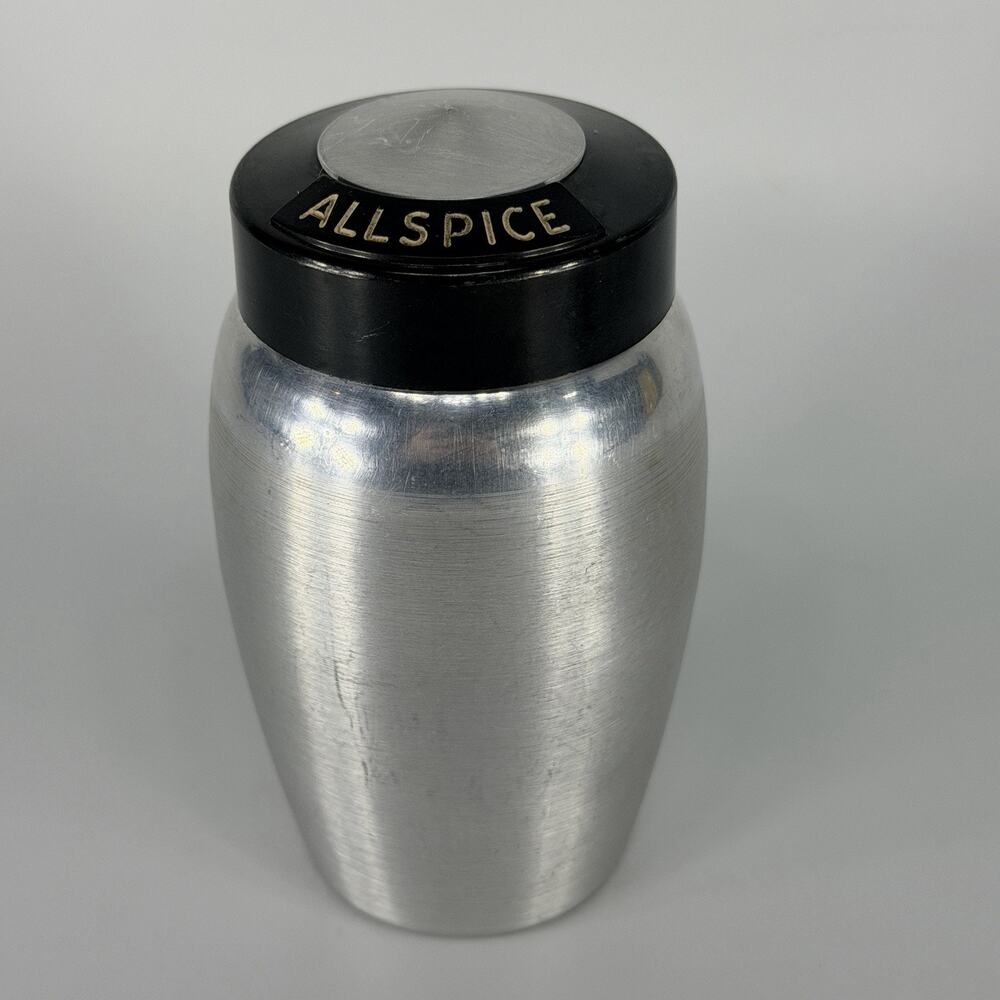 Vintage Kromex Spum Aluminum Spice Jar 4" Allspice